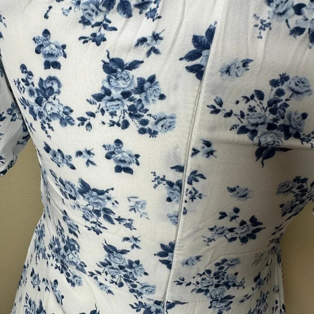 SHEIN On / Off Shoulder Corset Top Blue & White Floral Maxi Dress - size Small - Image 12