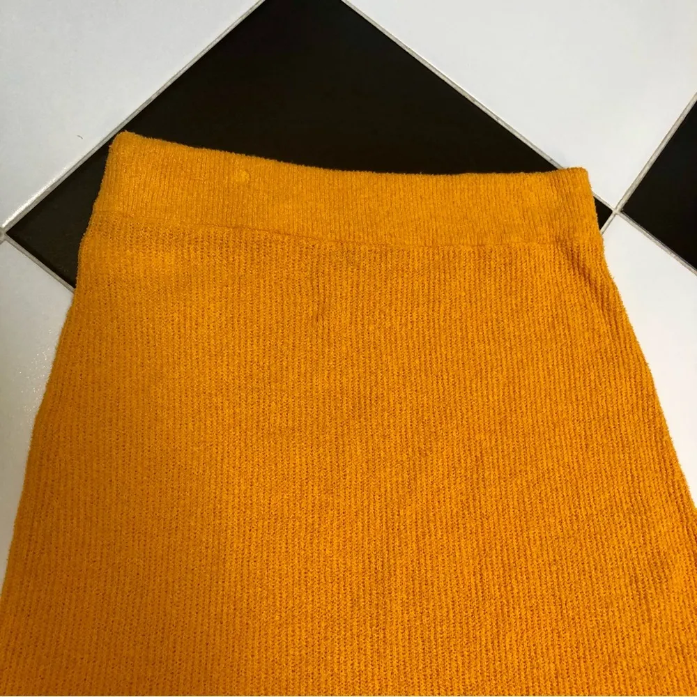 Rag & Bone Soleil Ribbed Knit Skirt Orange Yellow Bright Marigold Tangerine sz L - Image 9