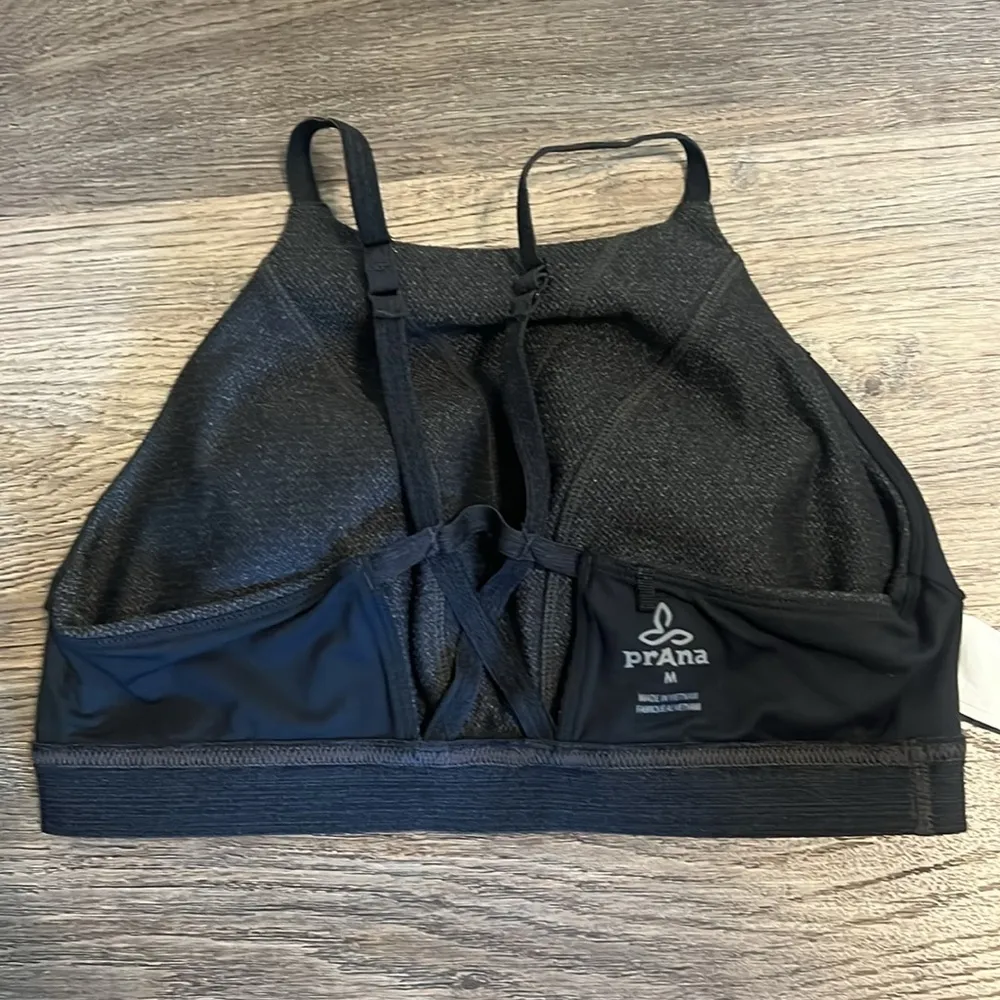 prAna Elisha Black High Neck Athletic Padded Sports Bra w/ Adjustable Straps - Image 10