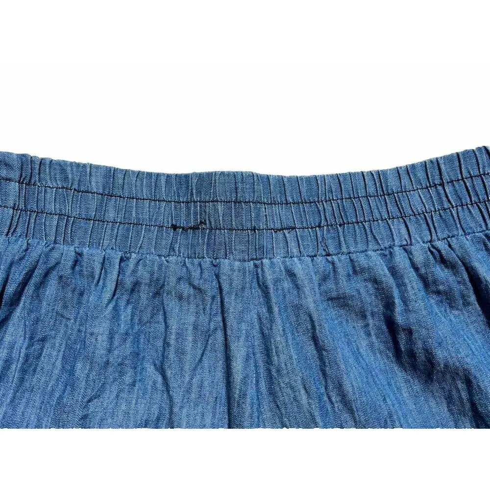 Chambray Shorts Wonderly Blue Spring Fling Ruffle Elastic Waist Women’s Medium - Image 5