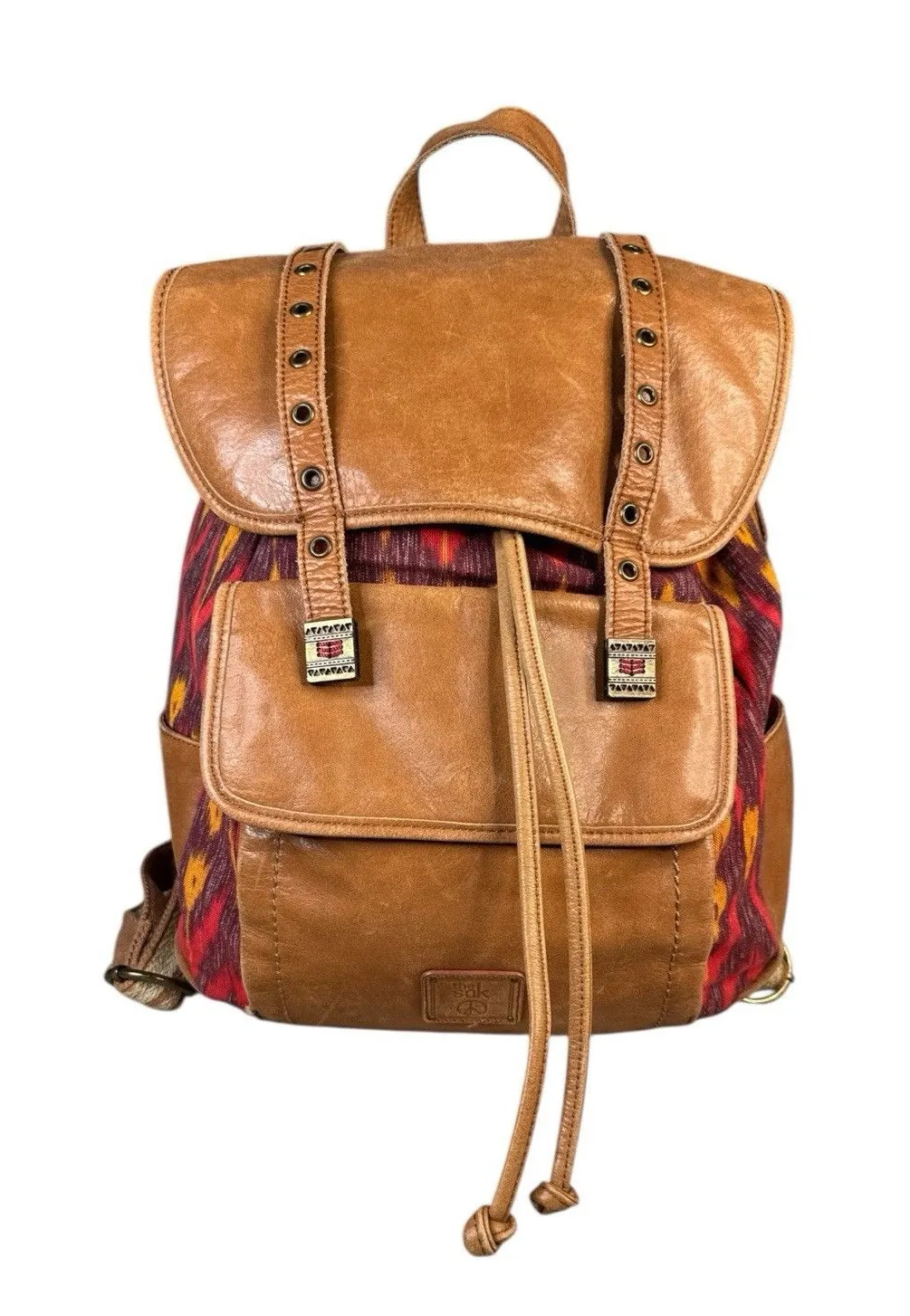 The Sak Backpack Womens Large Boho Woven Southwest Faux Leather Bag Western - Image 1