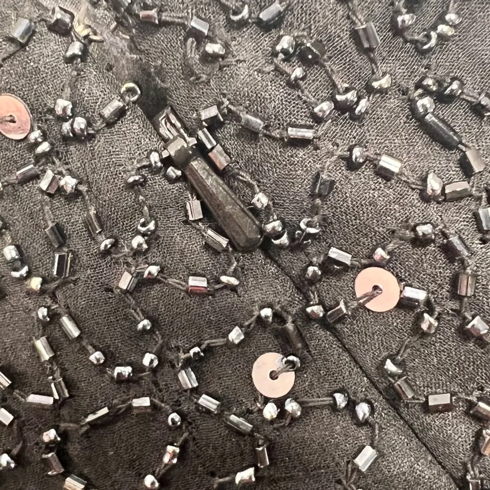 Vintage Scala Sequined Beaded 100% Silk Skirt Black Lined - Image 5