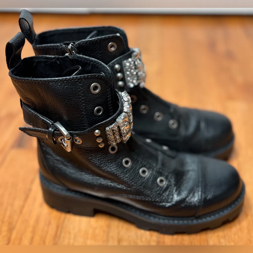 Karl Lagerfeld Black Studded Boots Size 6‎ NWOT - Image 2