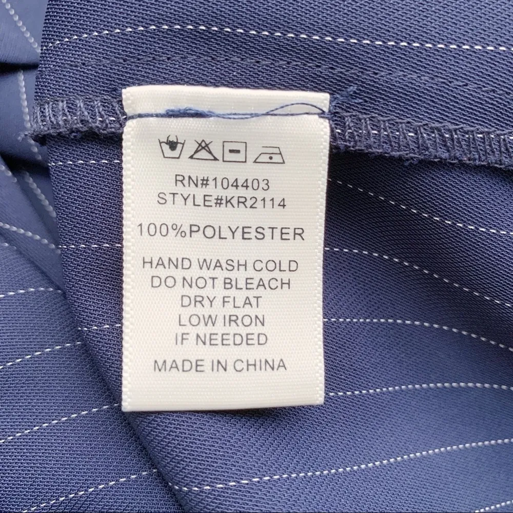 J.O.A Los Angeles • Pinstripe Bell Sleeves Tie Wrist Top in Navy Blue, Size‎ XS - Image 11