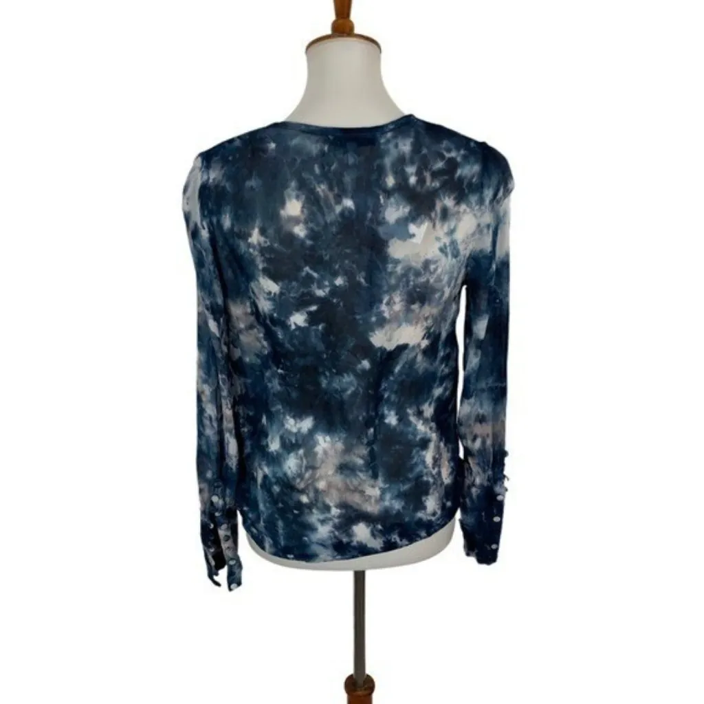 Young Fabulous And Broke Tie Dye‎ Wrap Blouse Long Sleeve Boho XS Blue NWT - Image 5