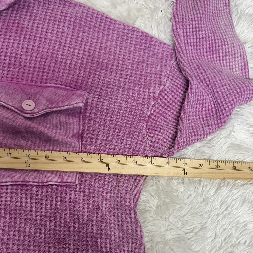 Bucket list Shacket oversized Shirt Jacket Pink Waffled Purple Size M - Image 7