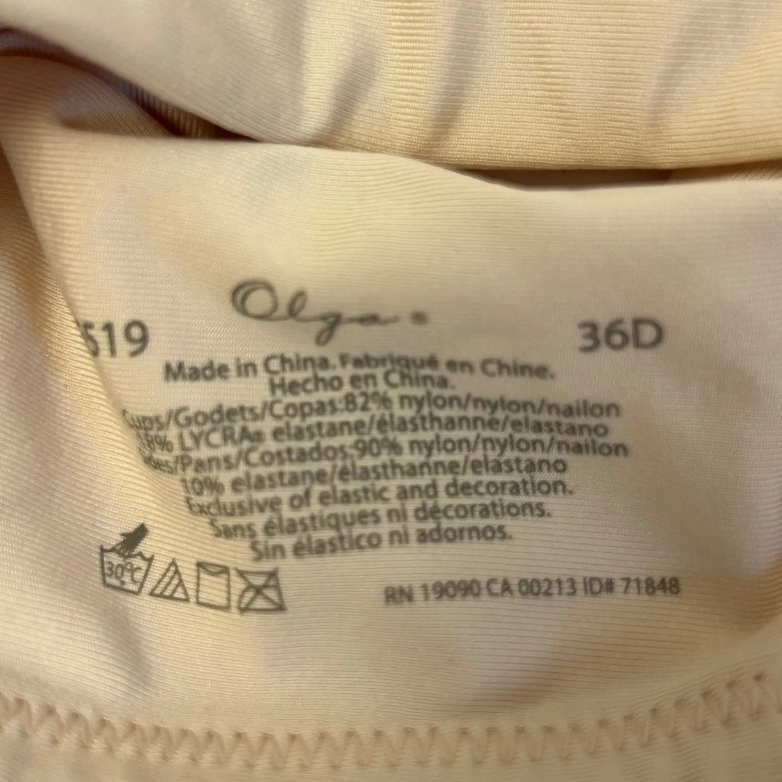 Olga 36D Beige Lace Minimizer Full Coverage Bra Style 35519 Tan Size undefined - Image 5