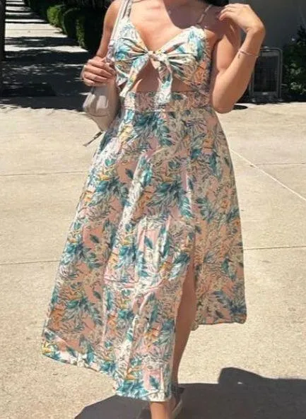 Floral Top And Maxi Dress With Print Bow Front Multi Size XL - Image 6