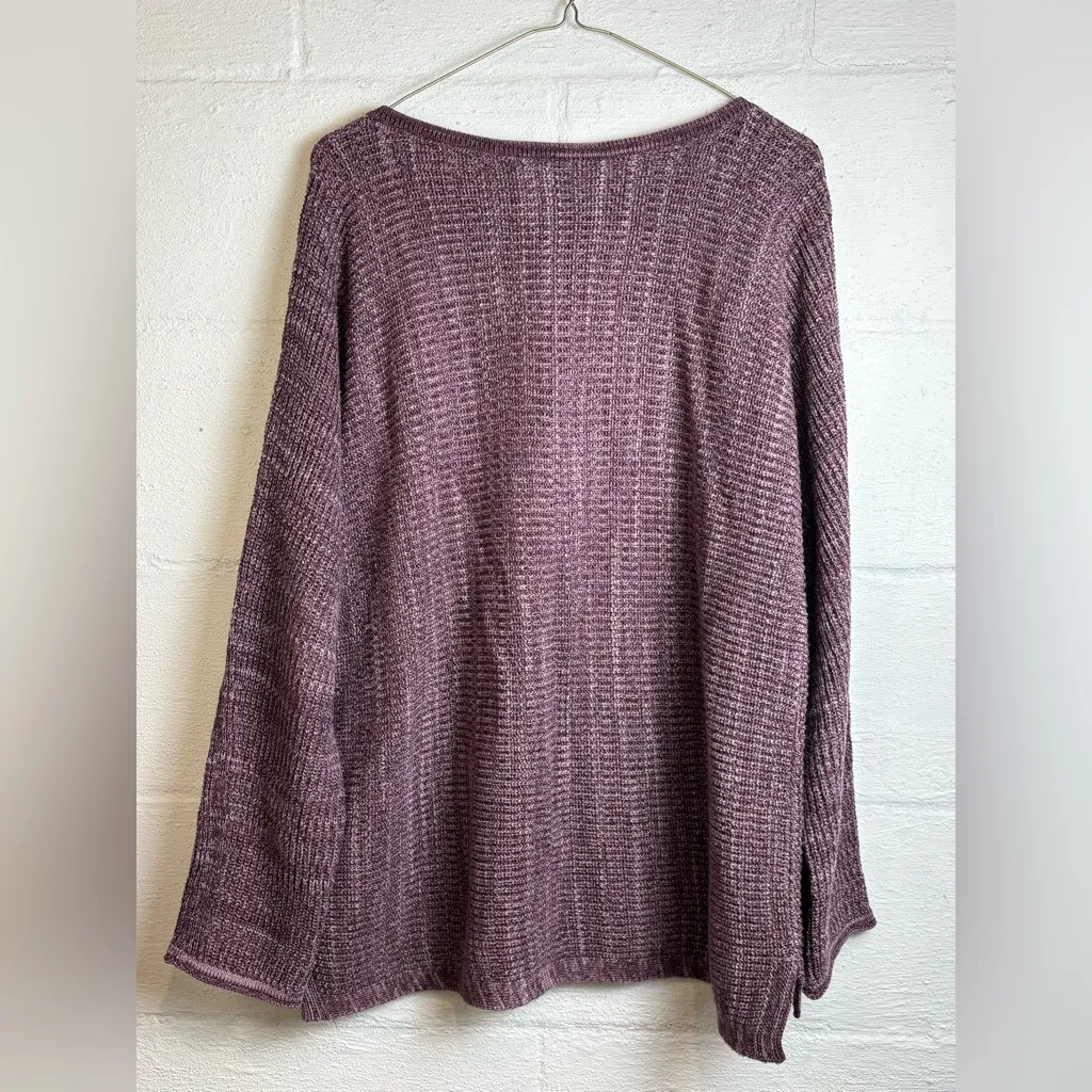 PureJill Woman’s Purple Knit Long Sleeve Crewneck Cozy Plain Sweater Size Medium - Image 5