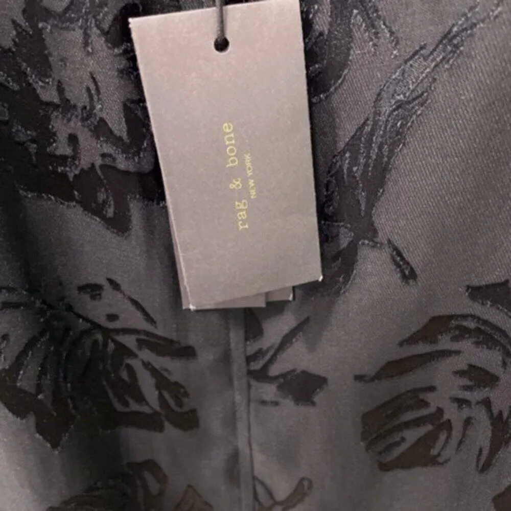 rag and bone Colette Slip Midi Velvet Floral V neck Dress Black L - Image 8