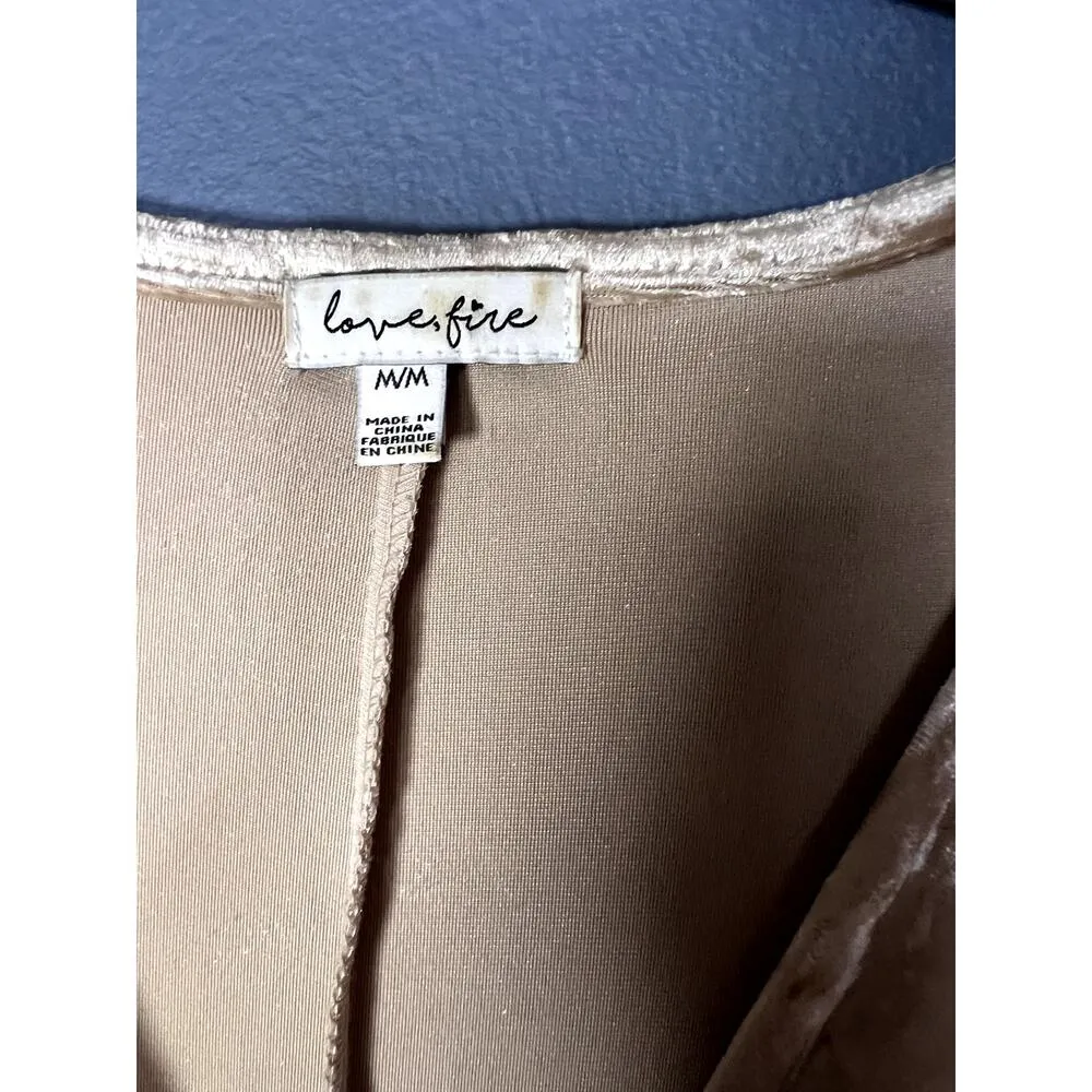 Love Fire Crushed Velvet Dress Women's Size Medium Wrap Long Light Gold Preppy - Image 8