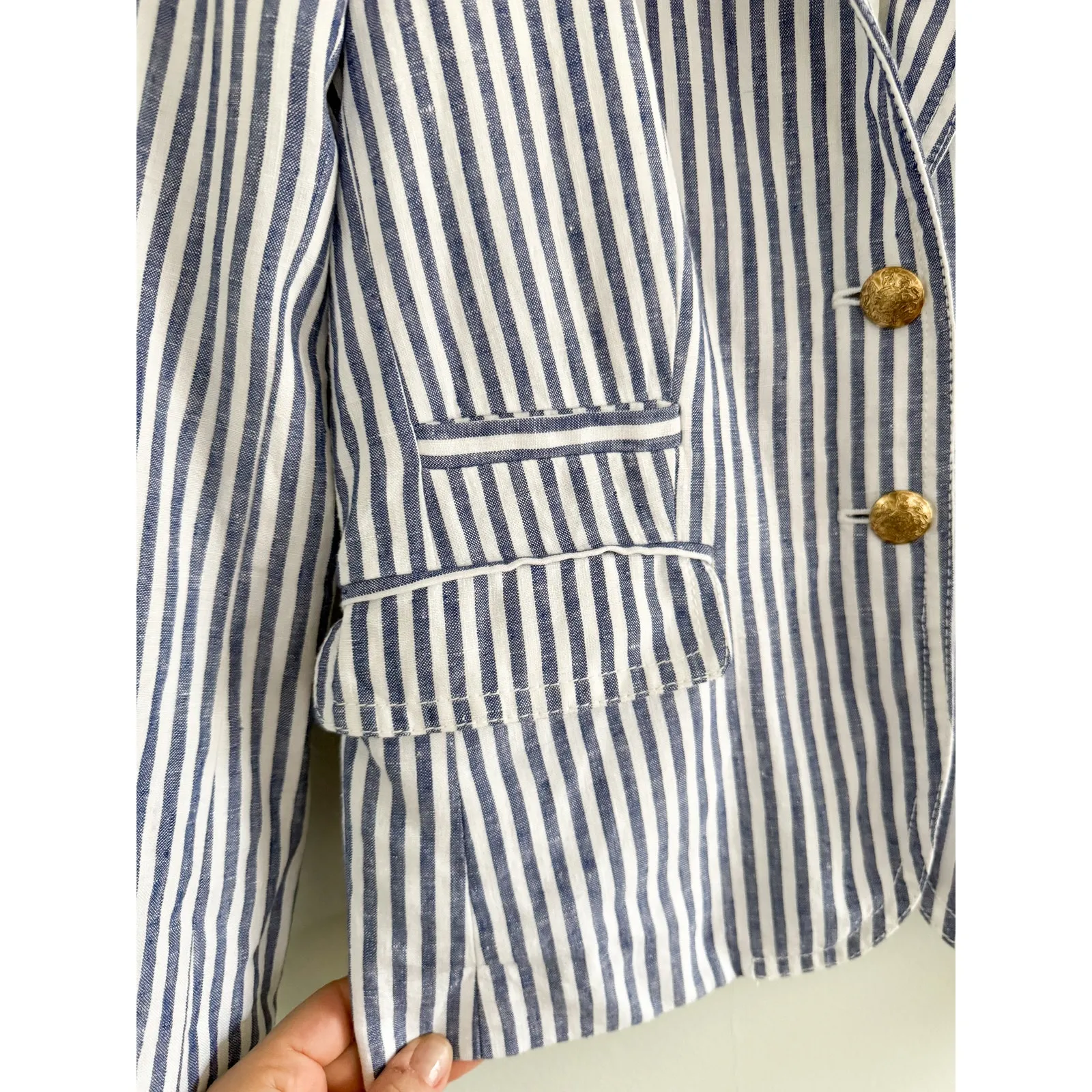J.Crew | Schoolboy Blazer Blue White Stripe | Sz 2 - Image 5