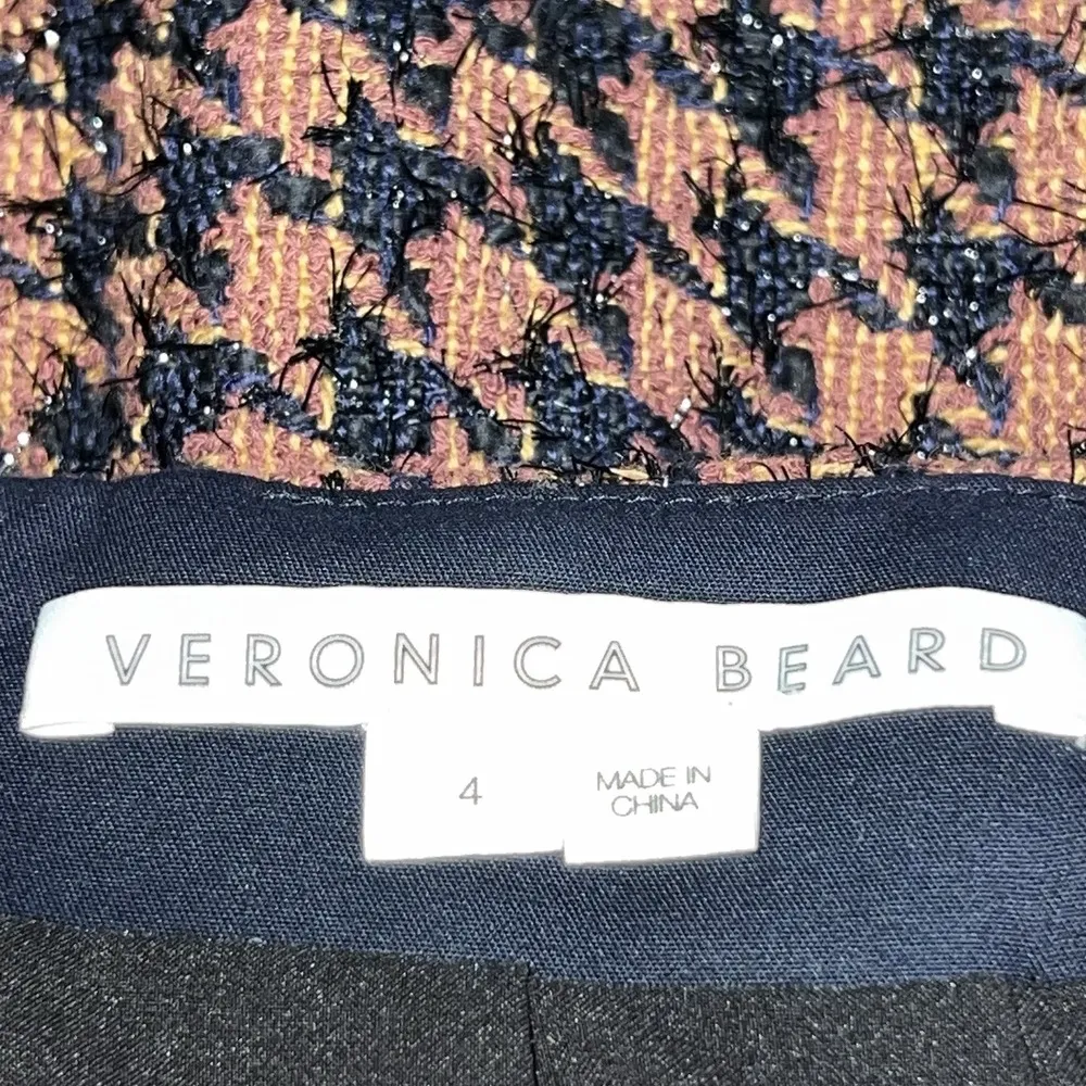 VERONICA BEARD Adriel Houndstooth Flap Pocket Mini Skirt Women Size 4 Brown - Image 8