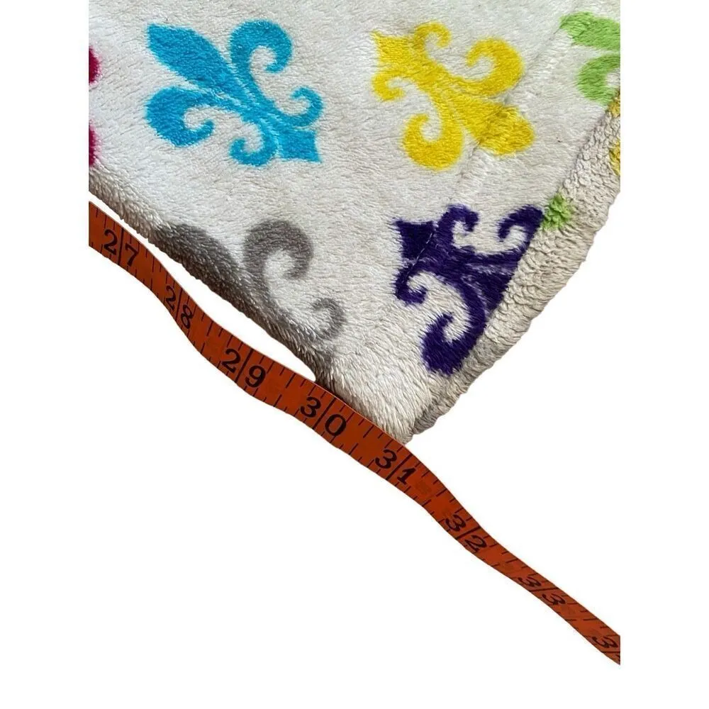 Fleur De Lis Fleece Pajama Pants Sleepwear Sleep Winter Fuzzy White - Image 11