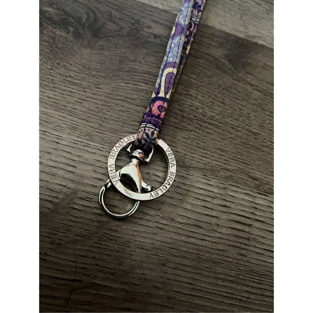 Vera Bradley Purple Patterned Lanyard With Key Ring And Clip - Image 2