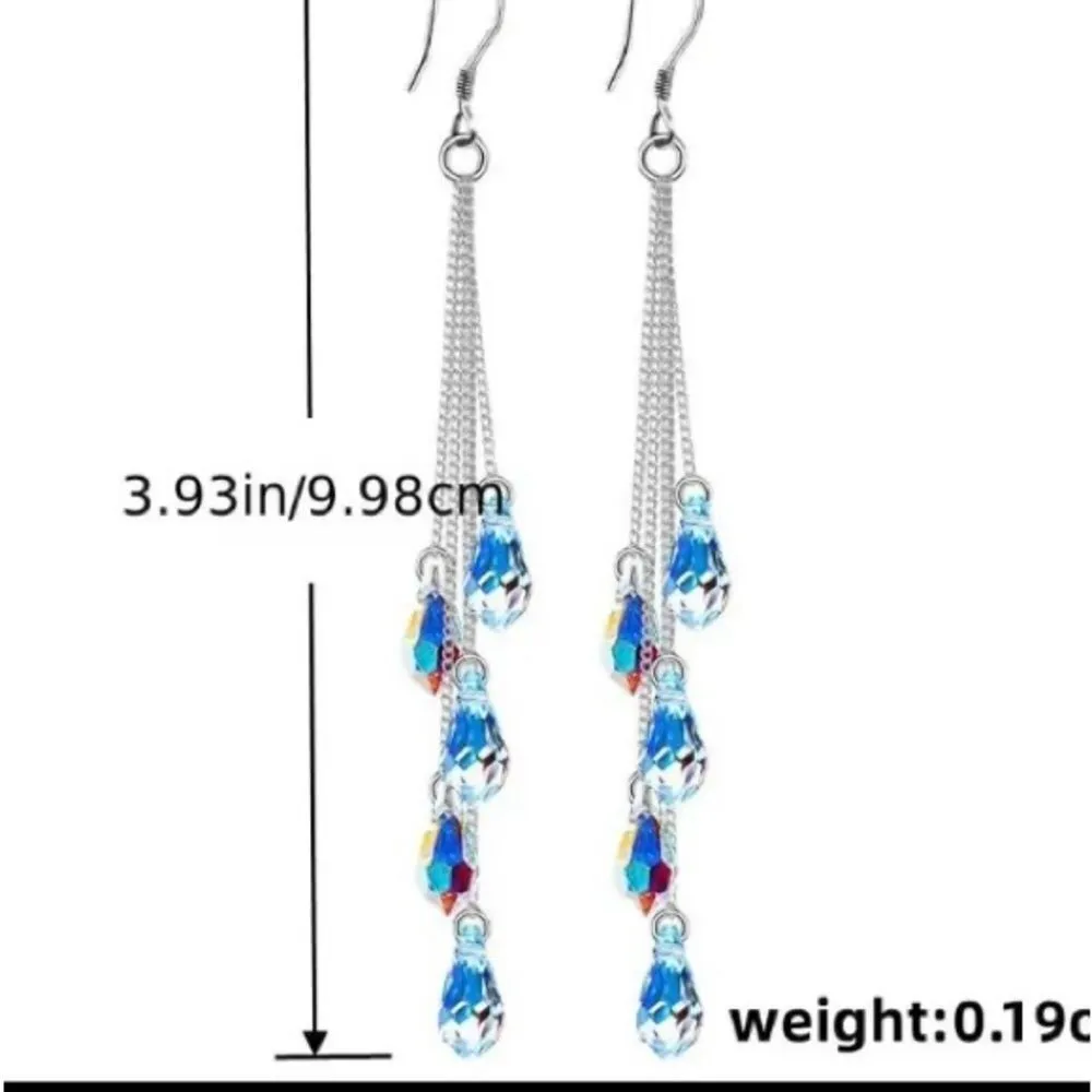 Dangle Teardrop Earrings 925 Silver Plated - Image 3