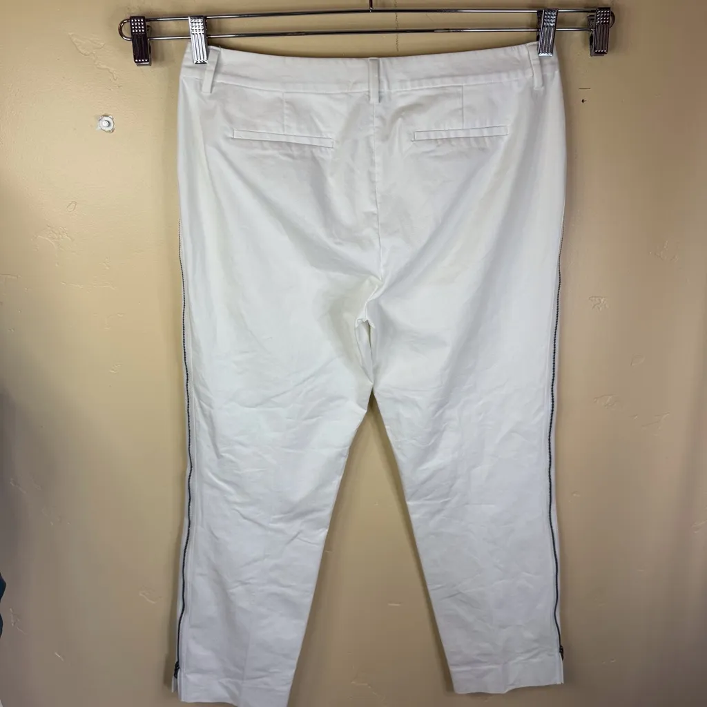 Tahari Size 10 White Straight Leg‎ Flat Front Dress Pants Side Zip Staple Career - Image 5