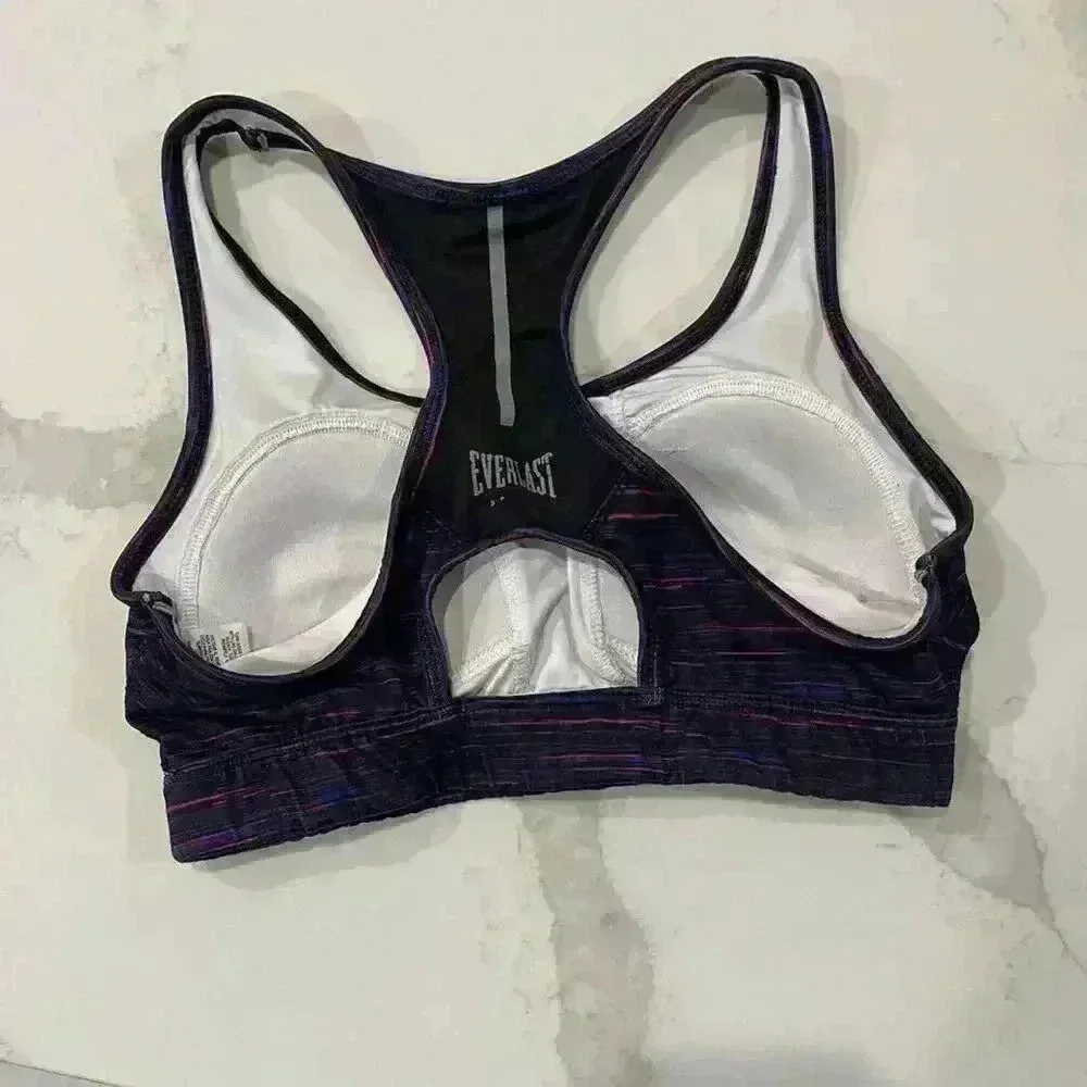 Everlast Sport Athletic Racerback Padded Purple/Black Sports Bra Women’s Medium - Image 4