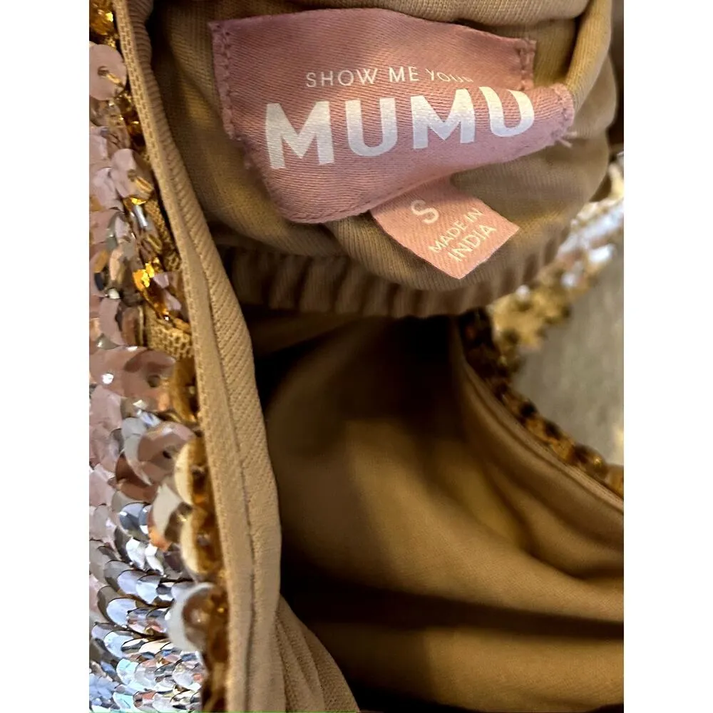 Show Me Your Mumu Samba Midi Dress in Gold Liquid Sequins S - Image 6