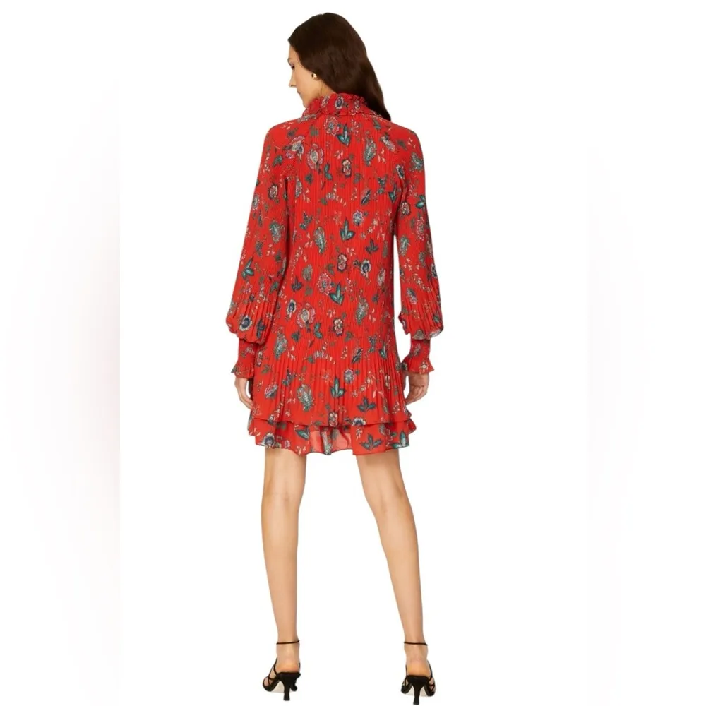 Derek Lam 10 Crosby - Red Floral Pleated Dress Sz 38/2 - Image 2