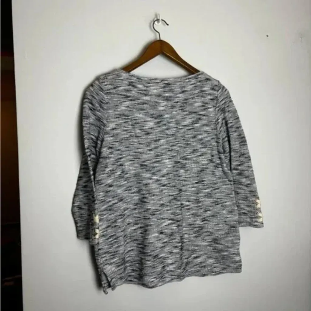 Talbots Blue Gray White Metallic Tweed Marled Long Sleeve Top - Image 8