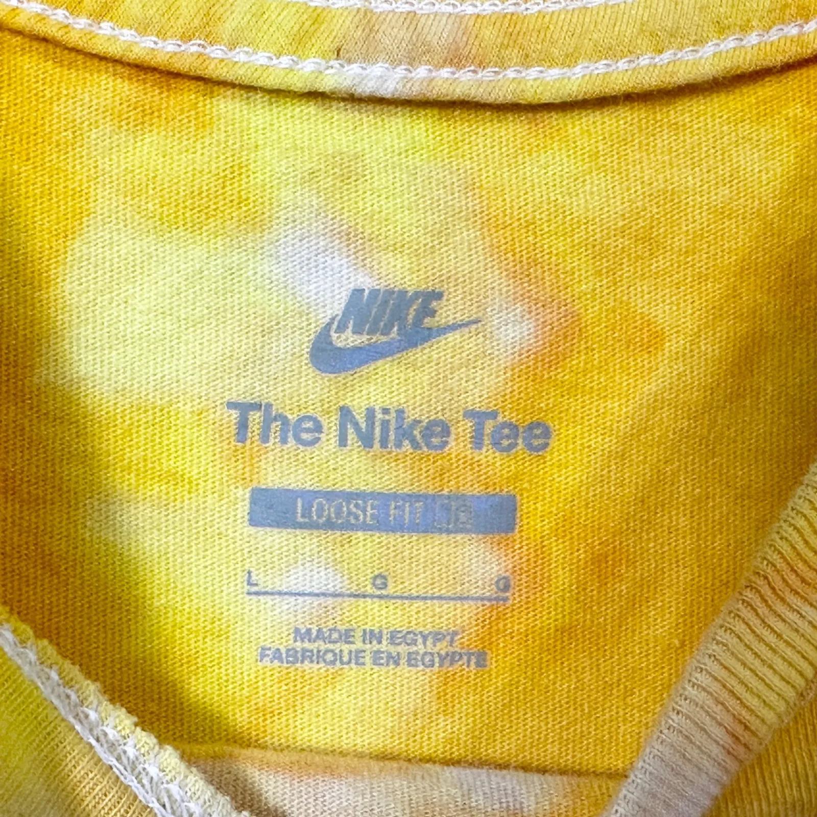 Nike Large Tee Handmade Tie Dye Top‎ Yellow Orange Felt Flower Logo Preppy 276 - Image 11
