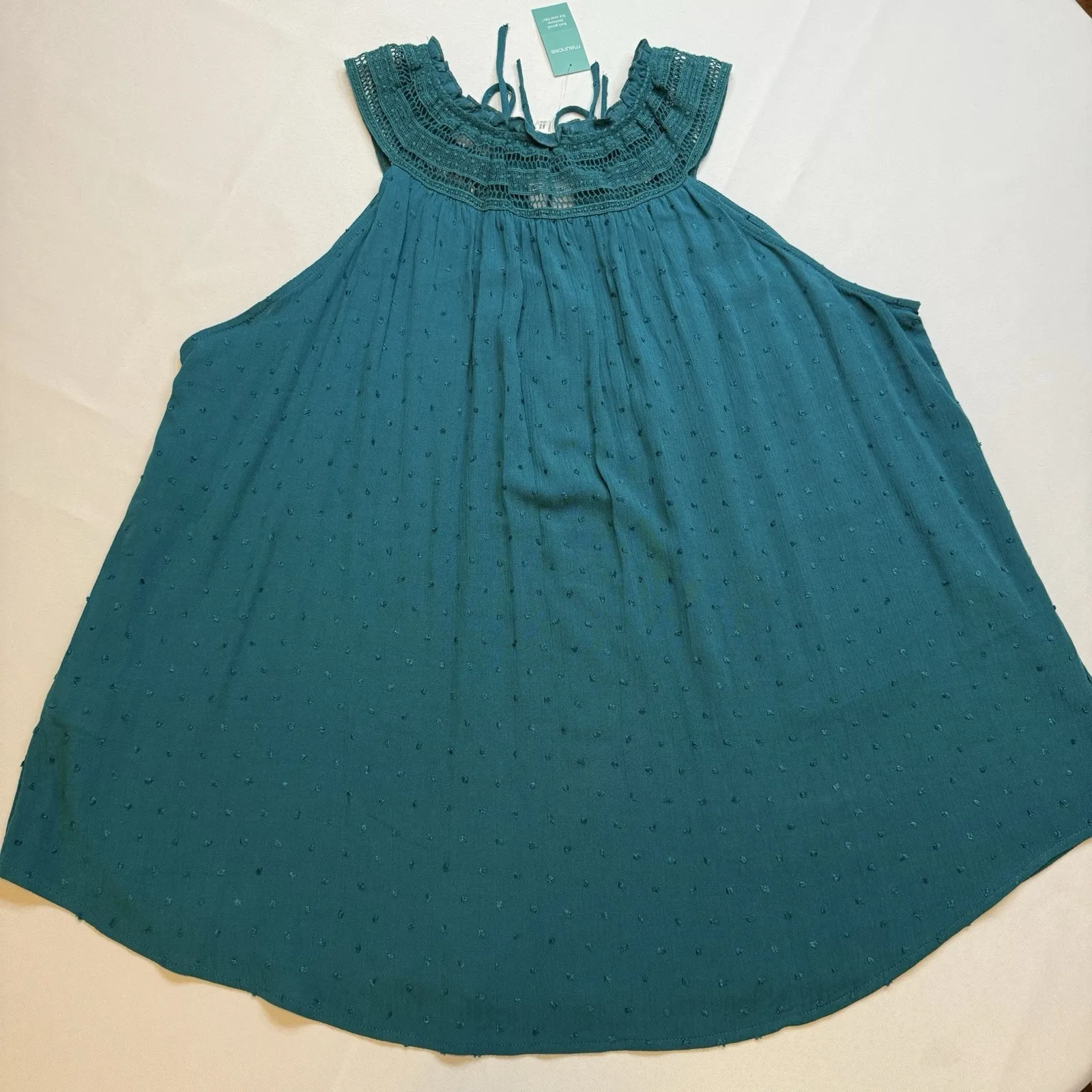 Maurice's Green Sleeveless Blouse Swiss Dot Trendy Ties Top NWT Workwear 2X #‎ - Image 3