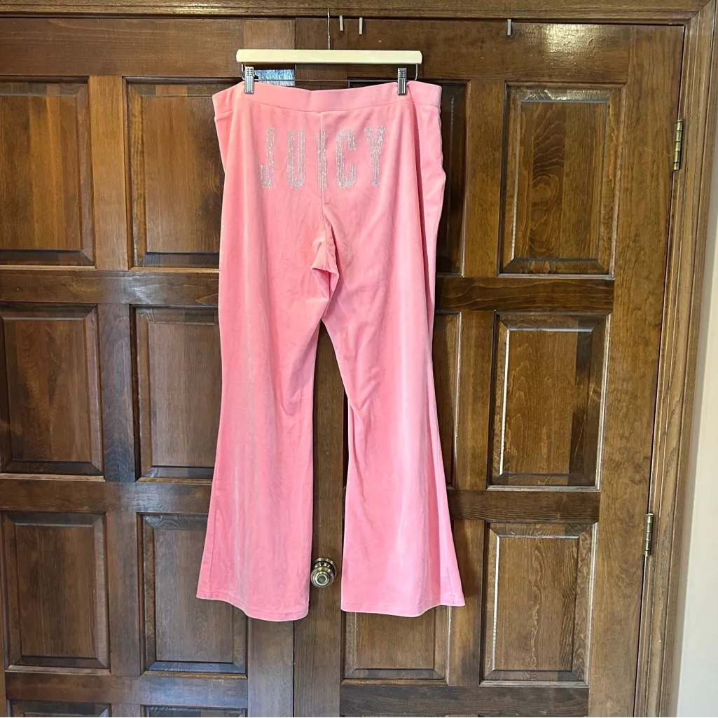 Juicy by Juicy Couture Baby Pink Velour  Pants Sweatpants Size XXL Y2K - Image 2