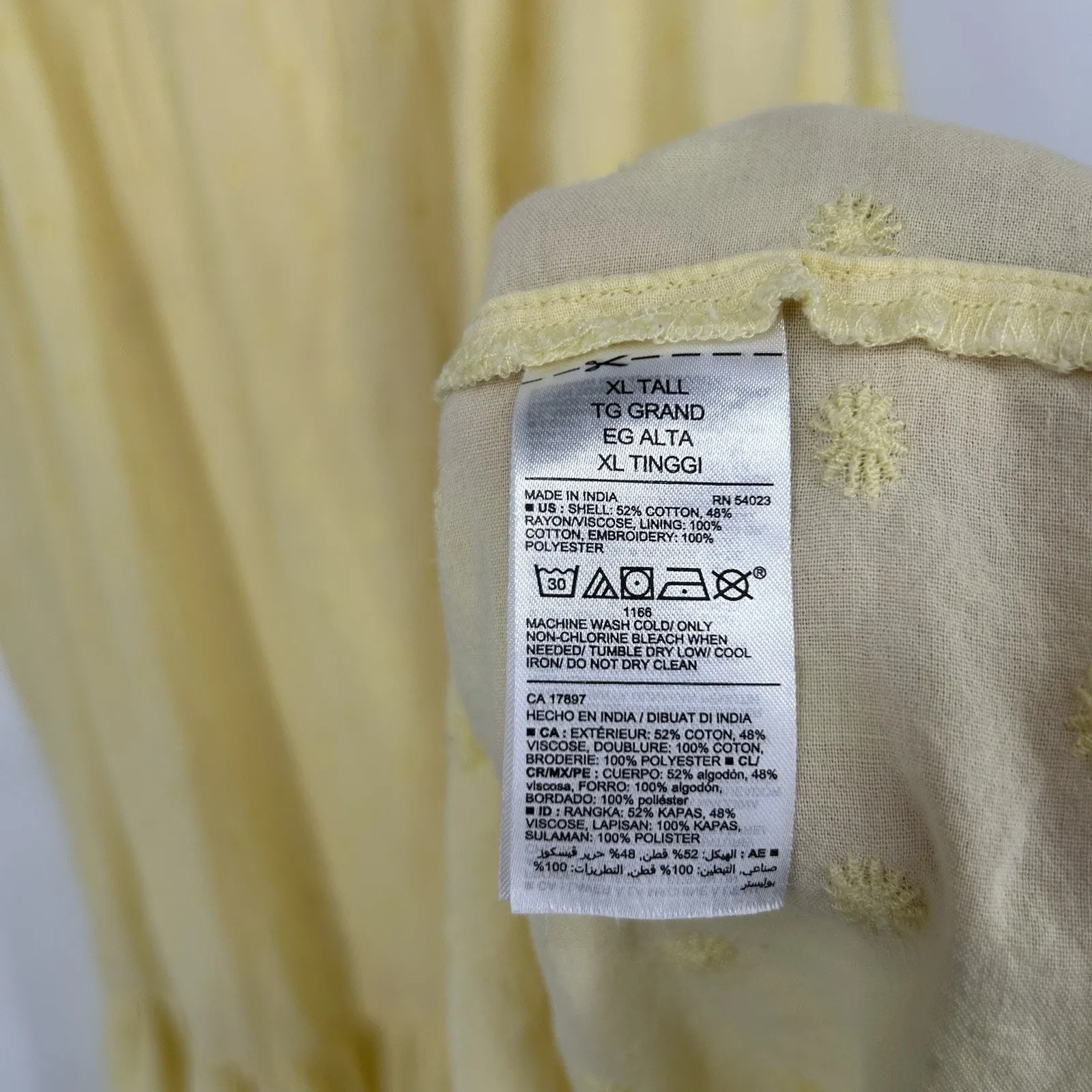 Old Navy Yellow Tiered Maxi Sun Dress Embroidered Sleeveless Pockets Sz XL Tall - Image 11