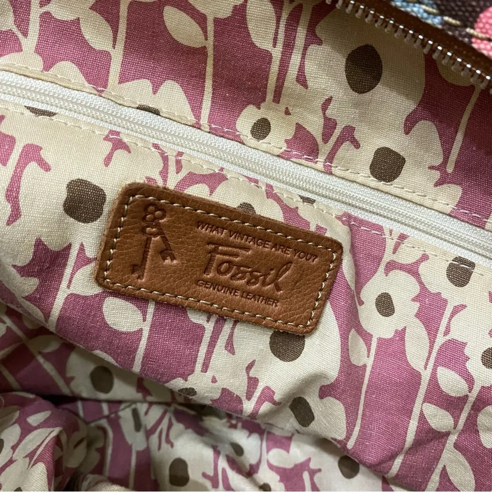 FOSSIL Multicolored Polka Dot Bubble Canvas Print Weekender Duffle Bag - Image 14