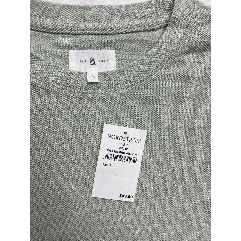 Lou & Grey Weathered Willow Crewneck Sweatshirt Light Green Size L New - Image 2
