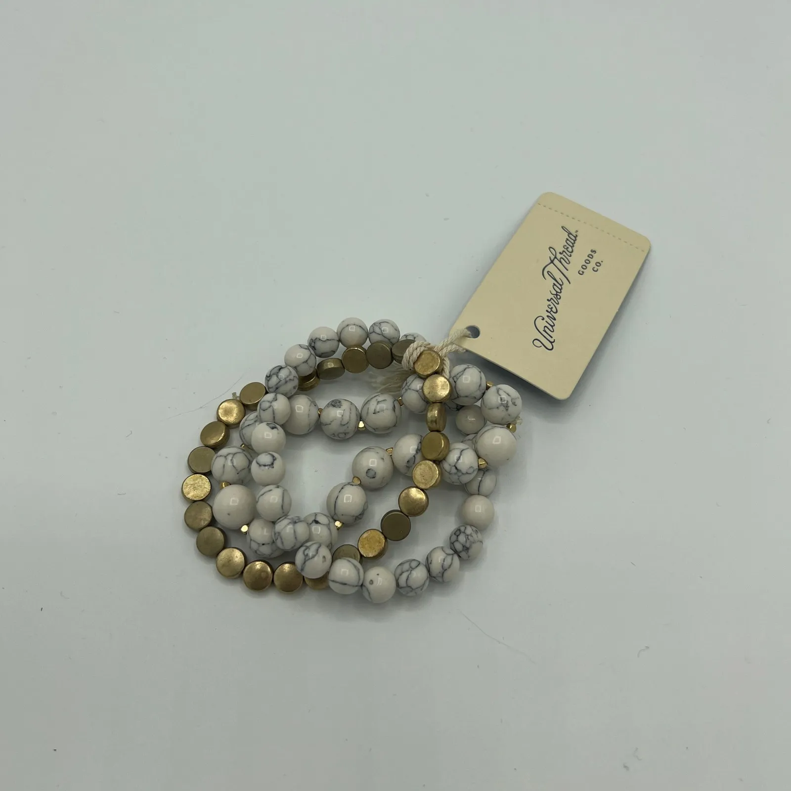 Universal Thread Set of Two Gold and White Bead Bracelets - NWT - Image 2