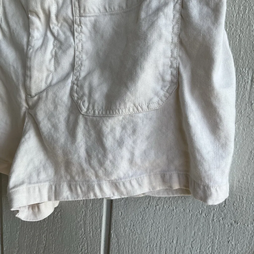 Anthro Maeve The Colette Linen Blend Shorts Chalk White Size 32 - Image 6