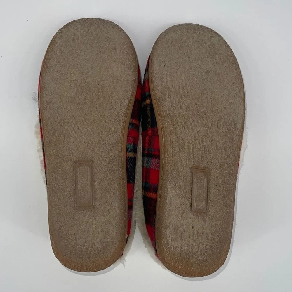 Womens Minnetonka Camp Collar Moc Slipper in Red Autumn Plaid Size 7 Fleece Line - Image 6