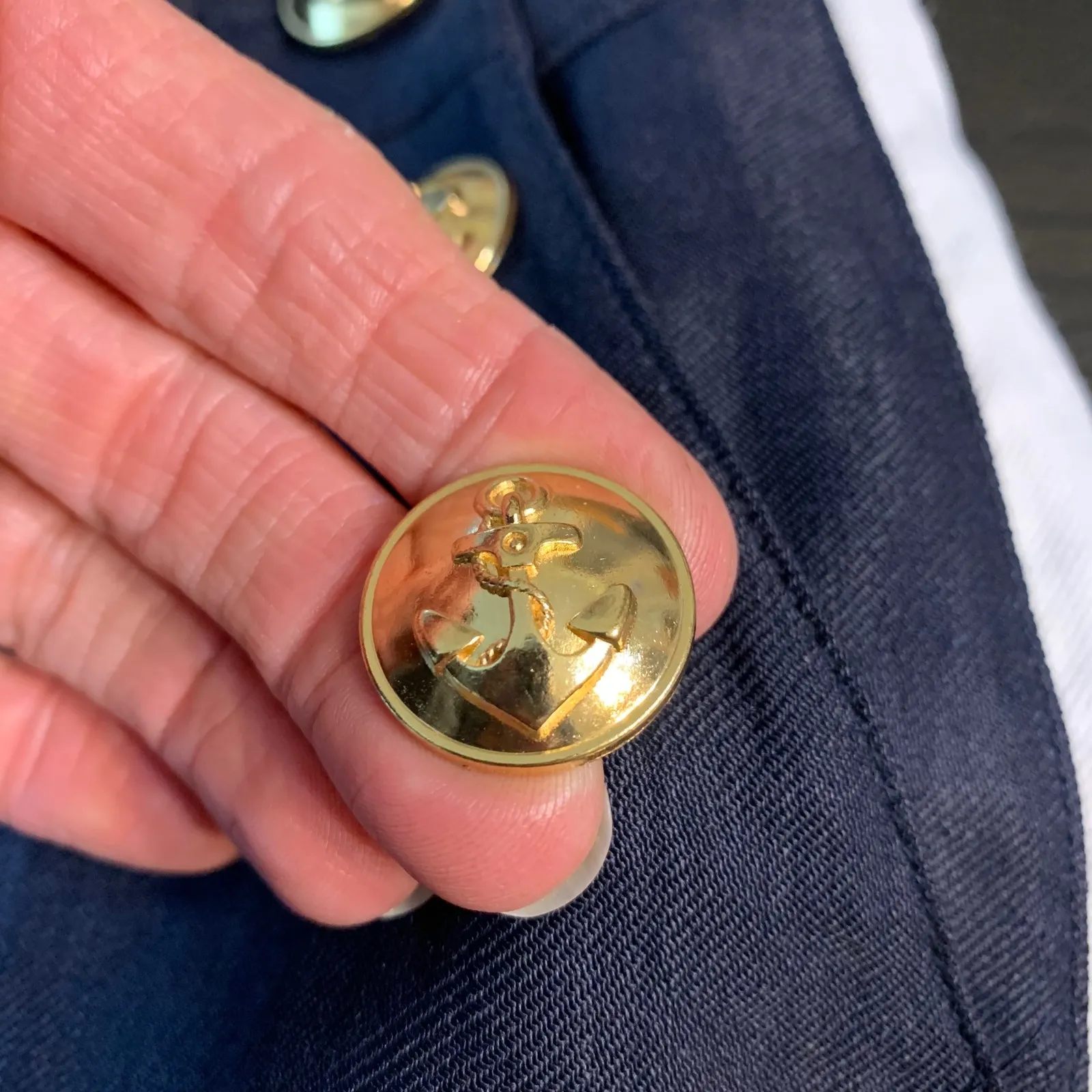 Carlisle Collection Navy Sailor Nautical Anchor Buttons Wide Leg Pants Womens 8 Blue - Image 7