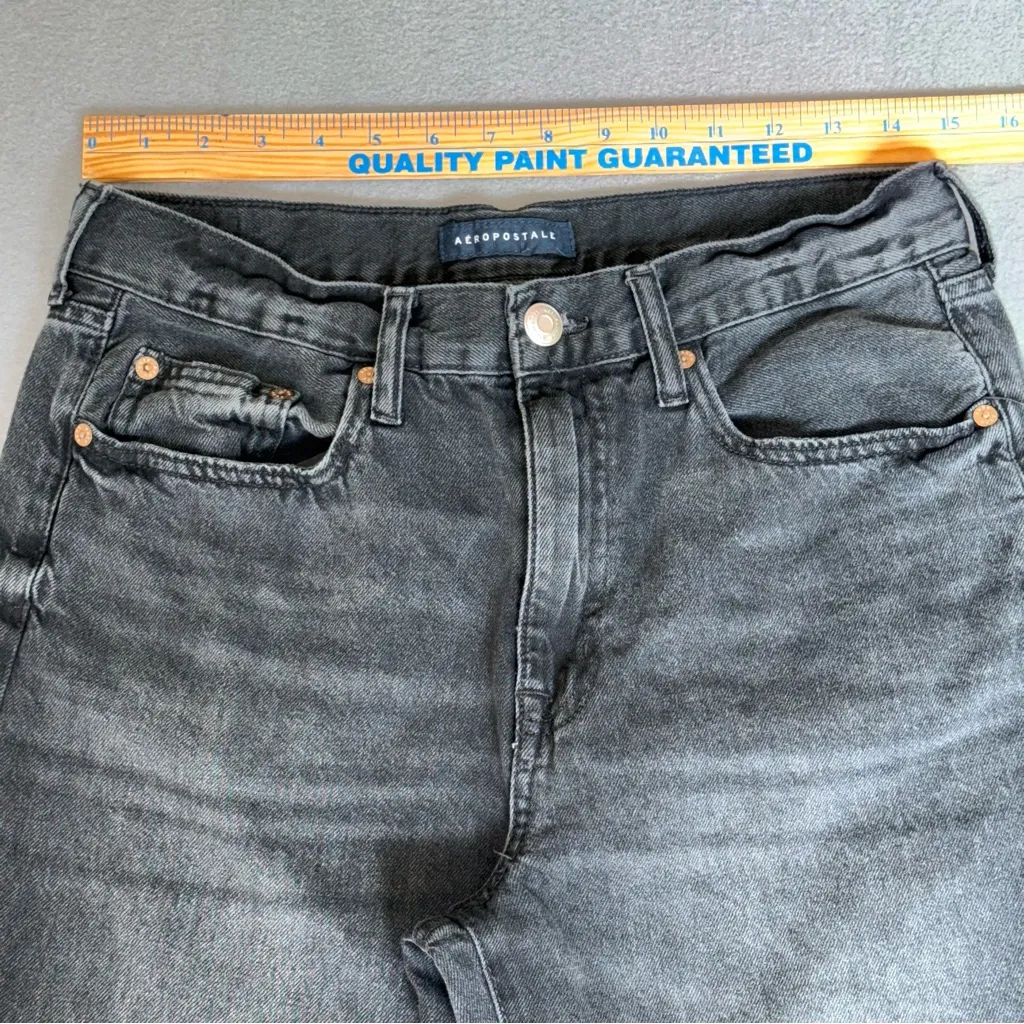 Aeropostale Low rise Baggy Black edgy Distressed Wide leg Jeans size 6 Cabincore - Image 3