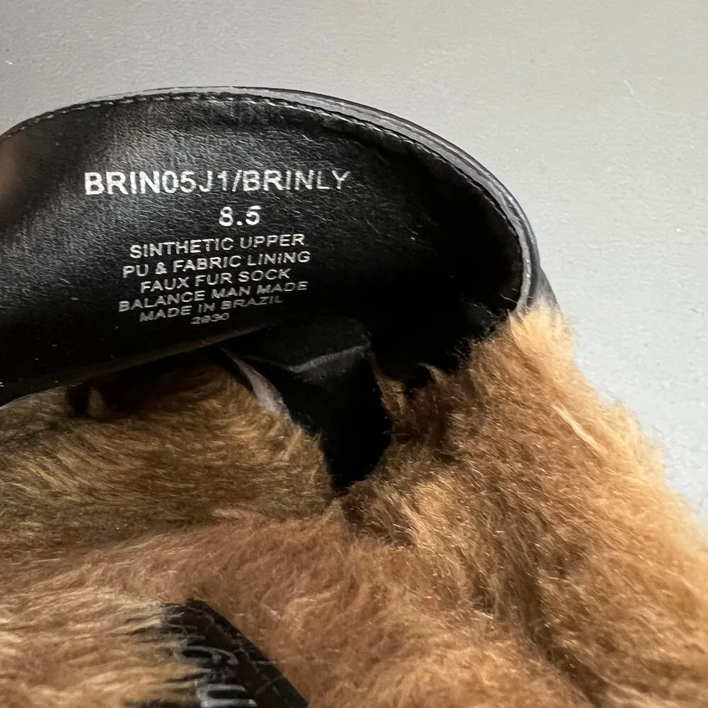 Madden Girl Brinly Womens Loafers Mules Size 8.5 Faux Leather Faux Fur Slip On - Image 11