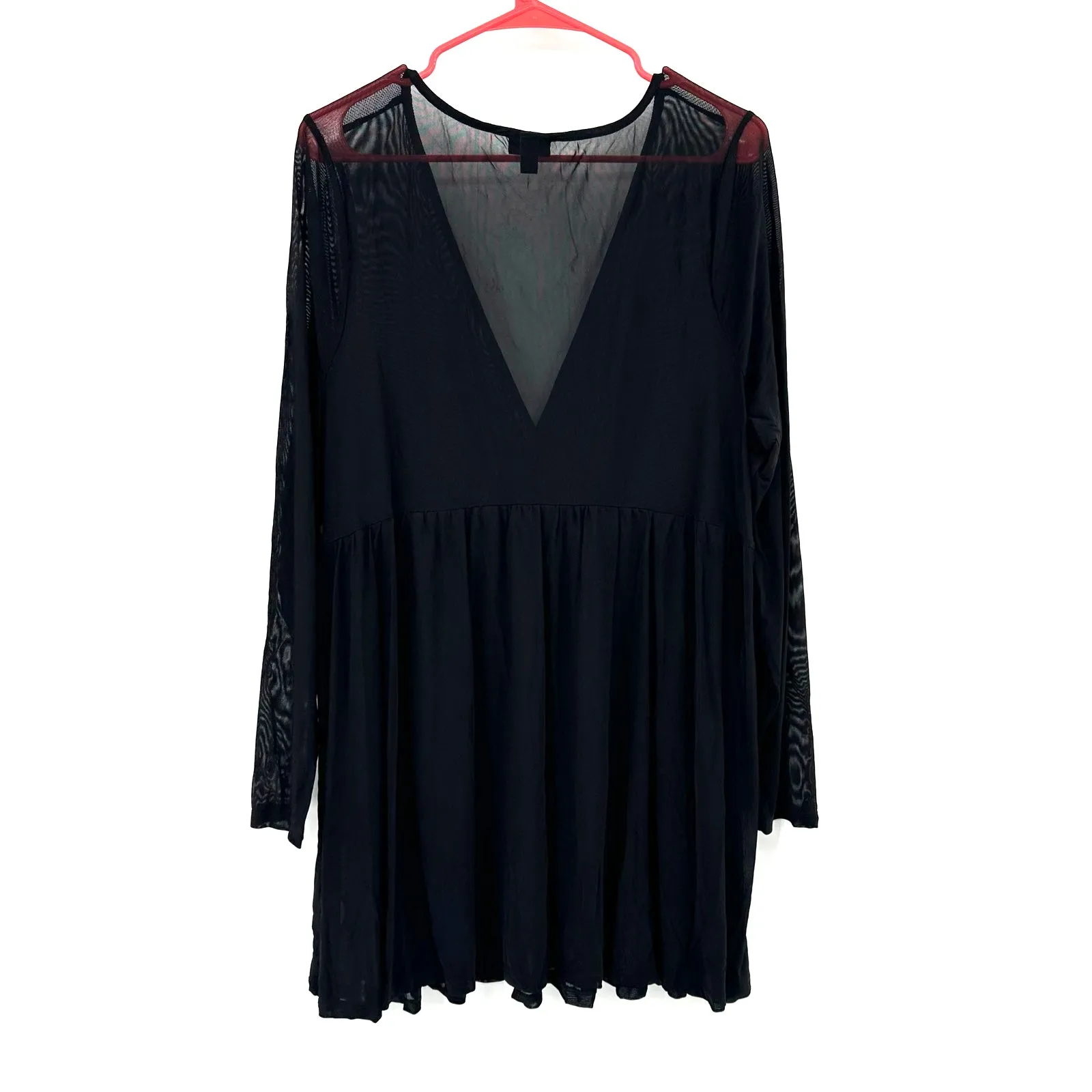 Torrid Size 3 3XL Sheer Long Sleeve V Neck Mini Dress Layer Black - Image 2