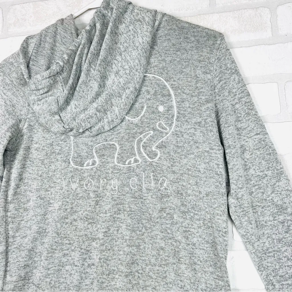 Ivory Ella Gray Zip-Up Cardigan Hoodie, Soft & Lightweight, Size XS‎ - Image 12