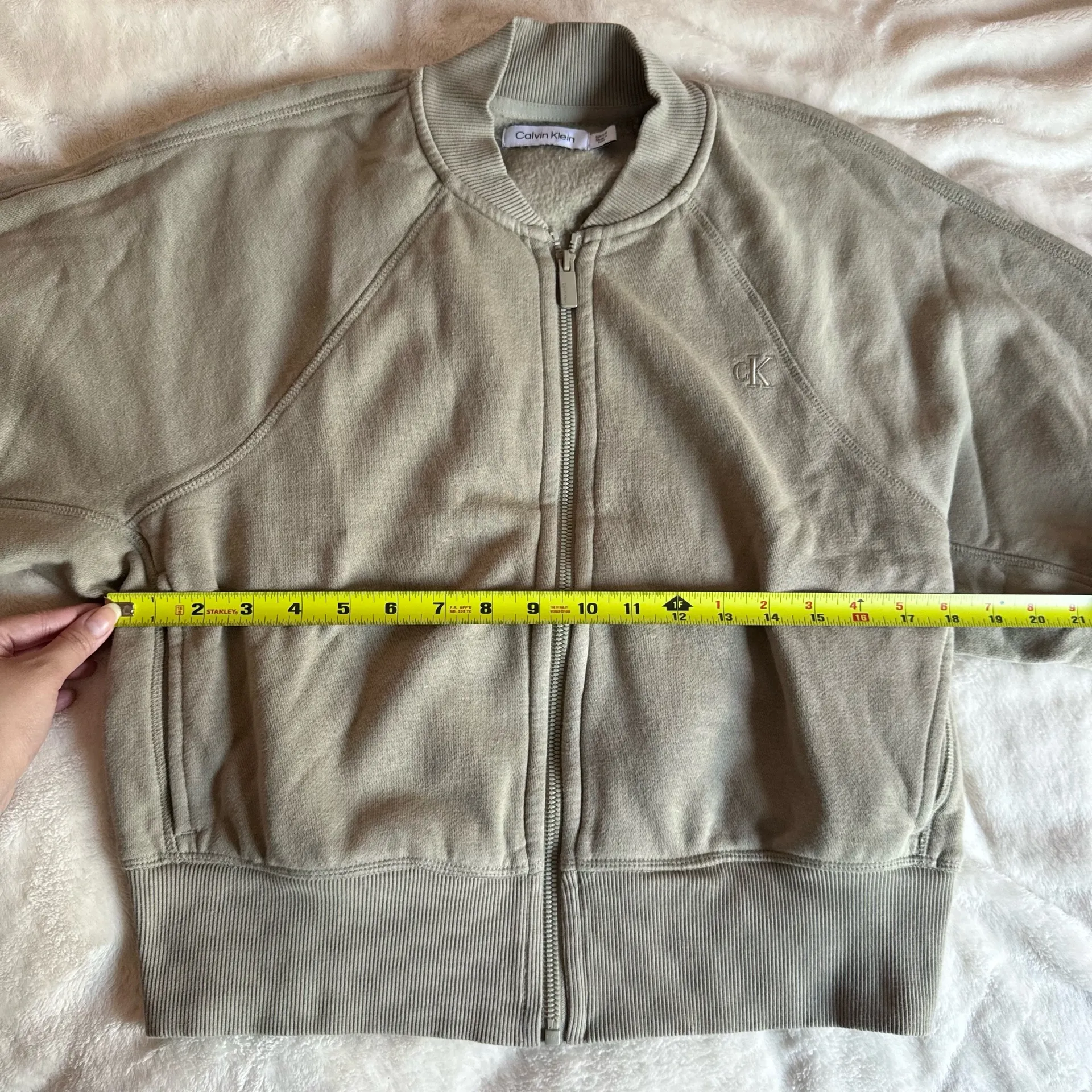 Calvin Klein Khaki Brown Zip Up Cotton Jacket  - Image 8