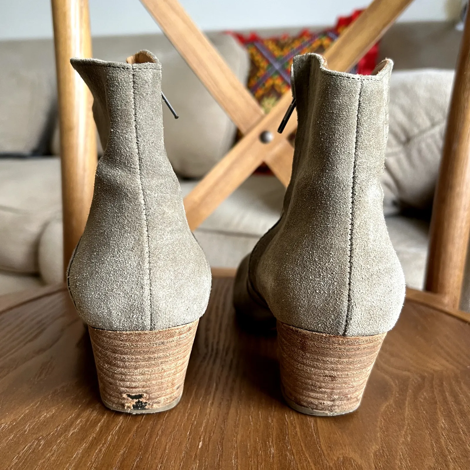 Isabel Marant Dicker Suede Ankle Boots Booties Size 36 Tan Western - Image 7