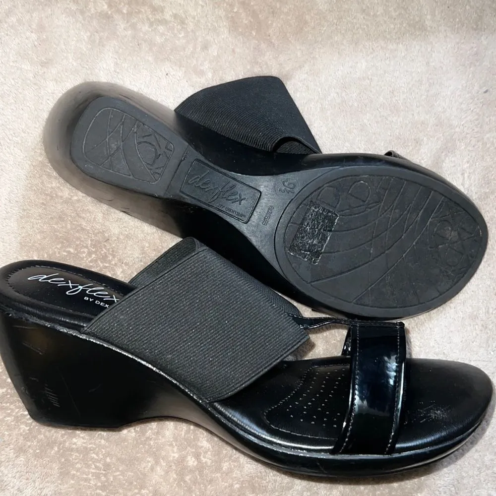 ✨ DEXFLEX By DEXTER Black Slip On Wedge Sandals✨ Size 9.5 - Image 3