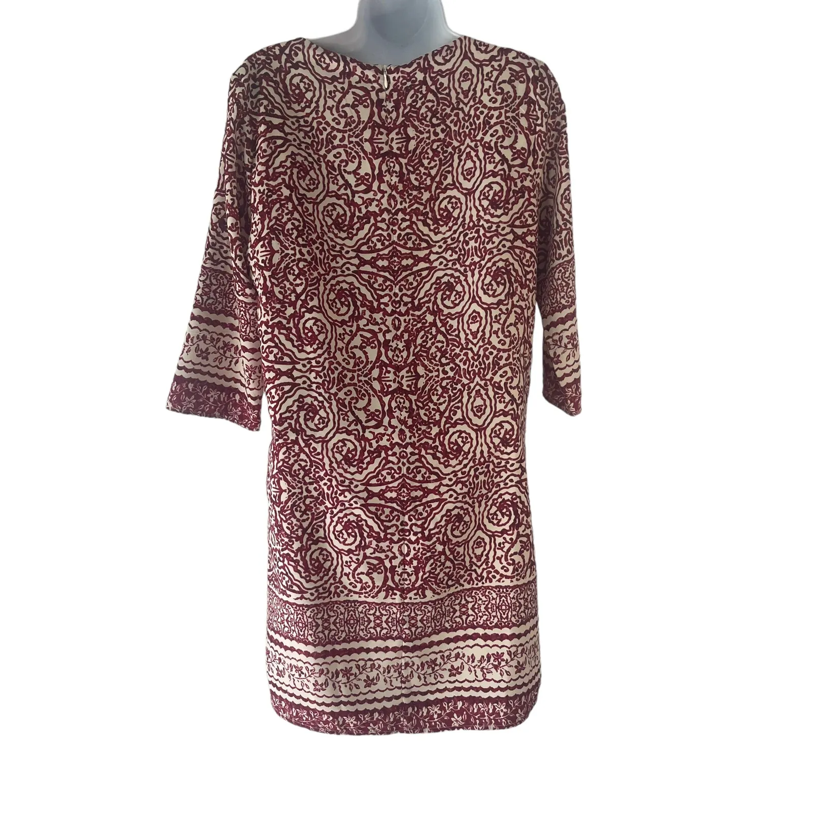 Anthropologie‎ Skies Are Blue Size XS Red Printed Sheath Midi Dress - Image 4