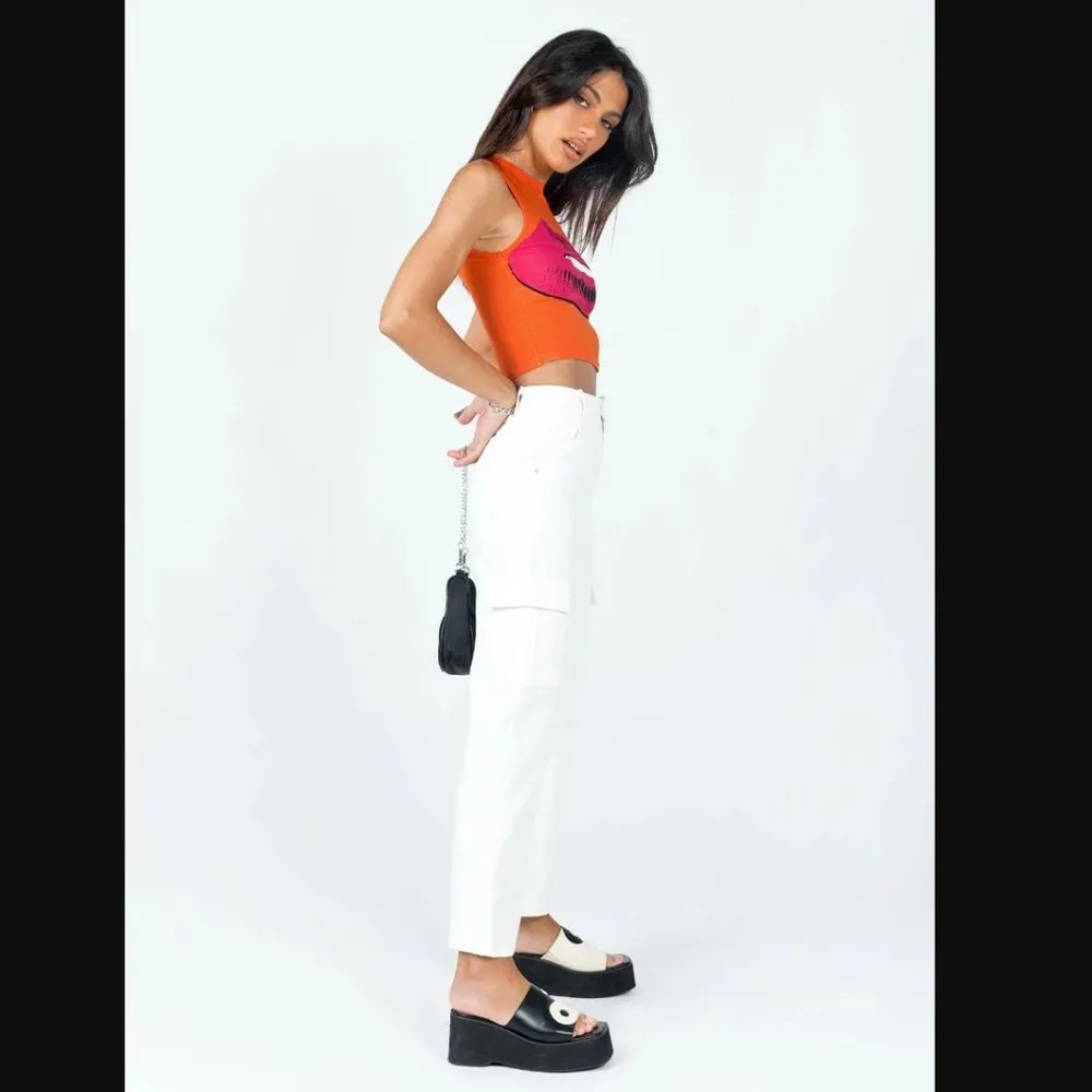 Jeremiah White Denim Relaxed Fit Cargo Straight Leg Jeans 4 - Image 3