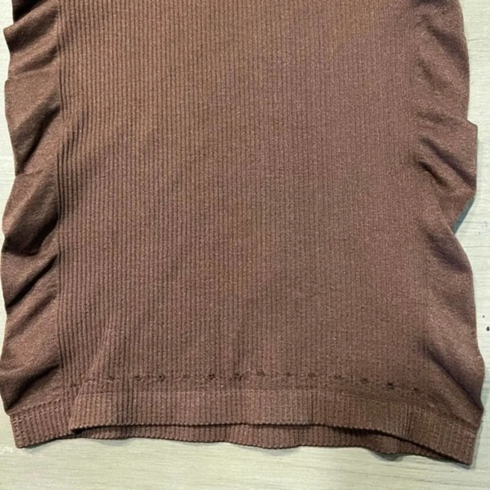 Brown Bodycon Mini Dress Ribbed Ruched‎ Sleeveless Tank Casual Party Size undefined - Image 5