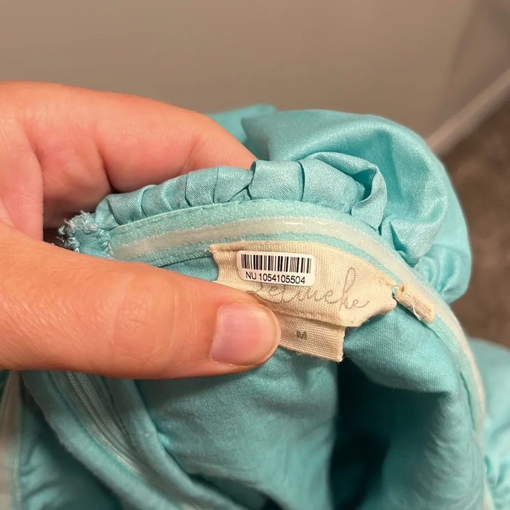 Anthropologie Let Me Be Slim Bubble Top Dress in Hawaiian Blue Size Medium - Image 7