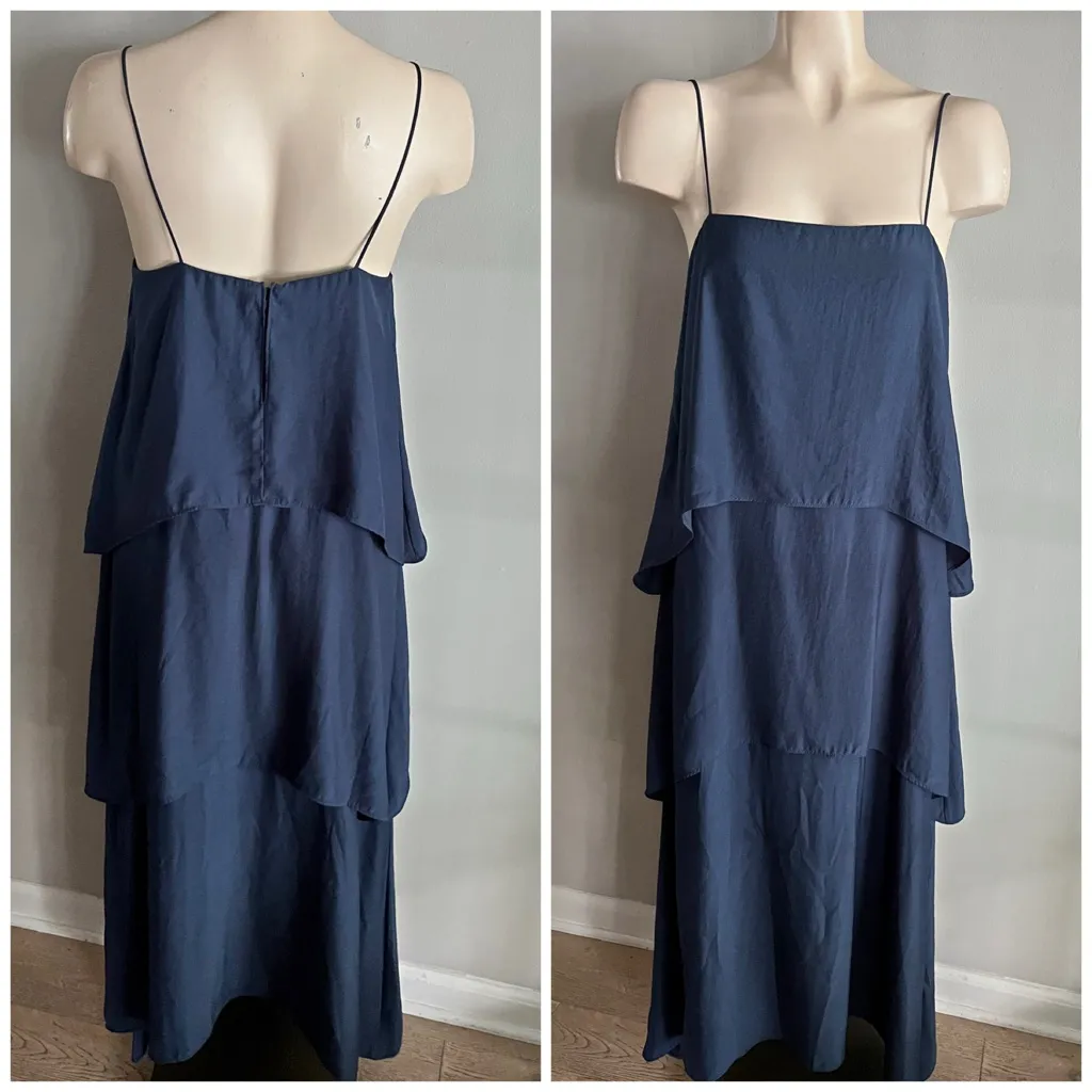 Banana Republic Navy Tiered Slip Dress Size 6 | Minimalist Midi Cocktail Dress - Image 2