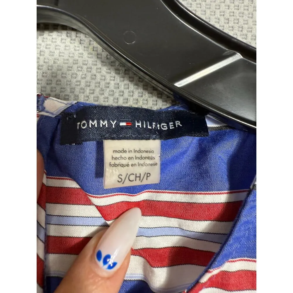TOMMY HILFIGER Striped Sleeveless Cotton Top Red White Blue Size Small - Image 5