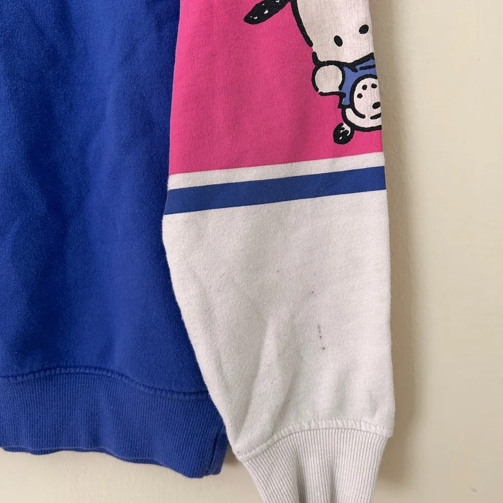 Pochacco by Sanrio Blue and Pink‎ Cartoon Crew Neck Sweater size small - Image 6