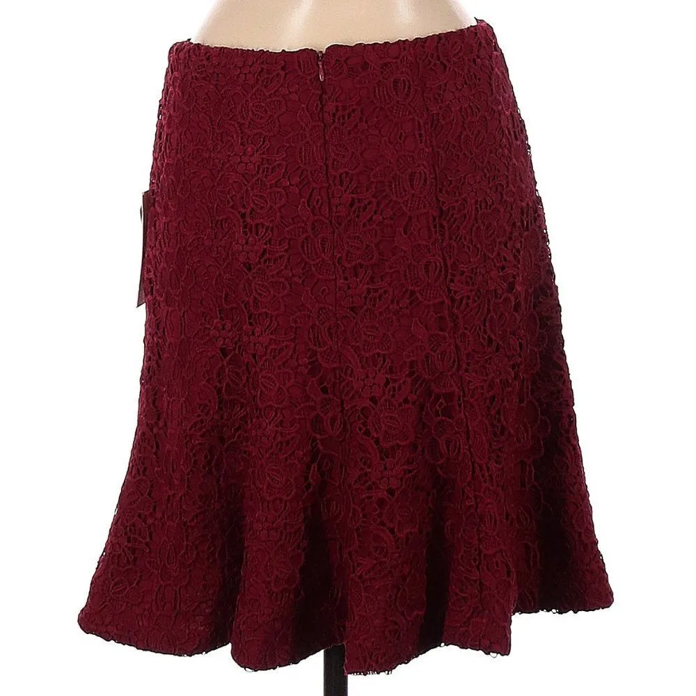 Nanette by Nanette Lepore Heavy Lace in Dark Red/Cranberry A-Line Silhouette-6 - Image 2